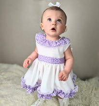 Load image into Gallery viewer, BUTTON UP BABY - WHITE/PURPLE SUMMER DRESS