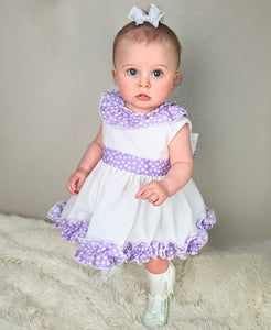 BUTTON UP BABY - WHITE/PURPLE SUMMER DRESS