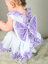 Load image into Gallery viewer, BUTTON UP BABY - WHITE/PURPLE SUMMER DRESS