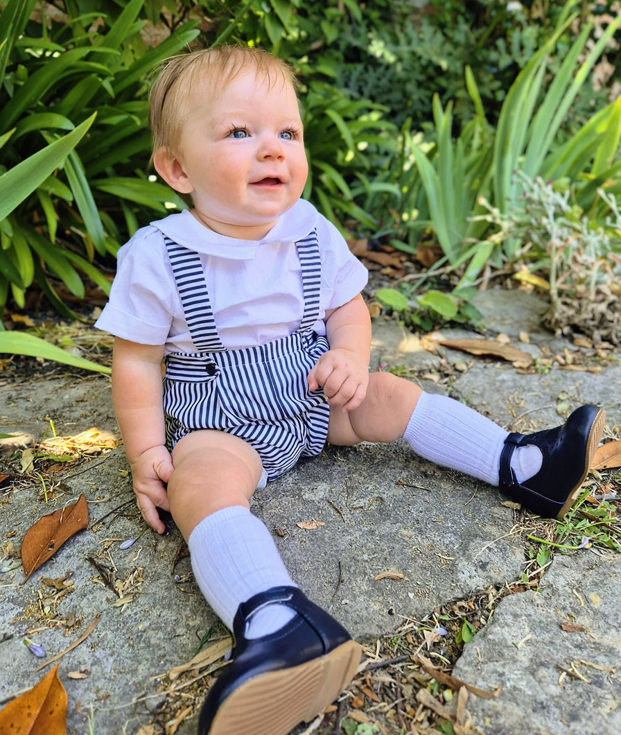 BUTTON UP BABY - NAVY AND WHITE STRIPED BRACES SET