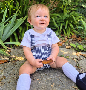 BUTTON UP BABY - NAVY AND WHITE STRIPED BRACES SET