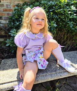 BUTTON UP BABY - LILAC FLORAL JAM PANT SET
