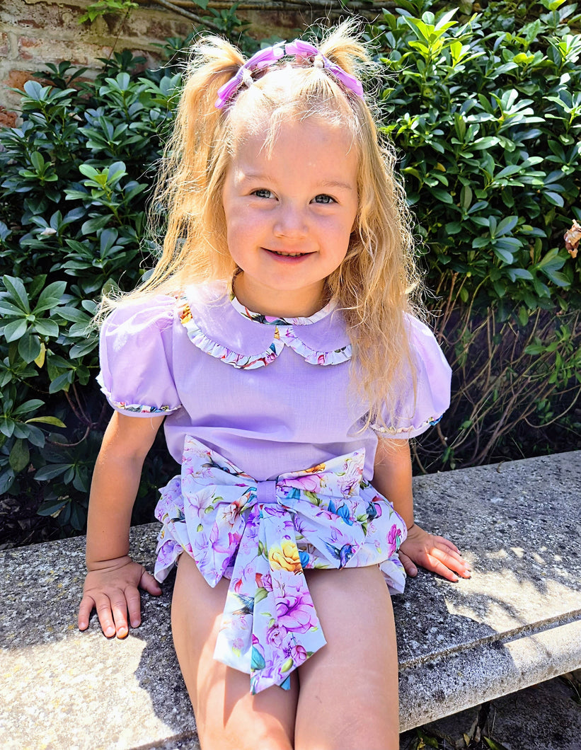 BUTTON UP BABY - LILAC FLORAL JAM PANT SET