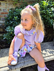 BUTTON UP BABY - LILAC FLORAL JAM PANT SET