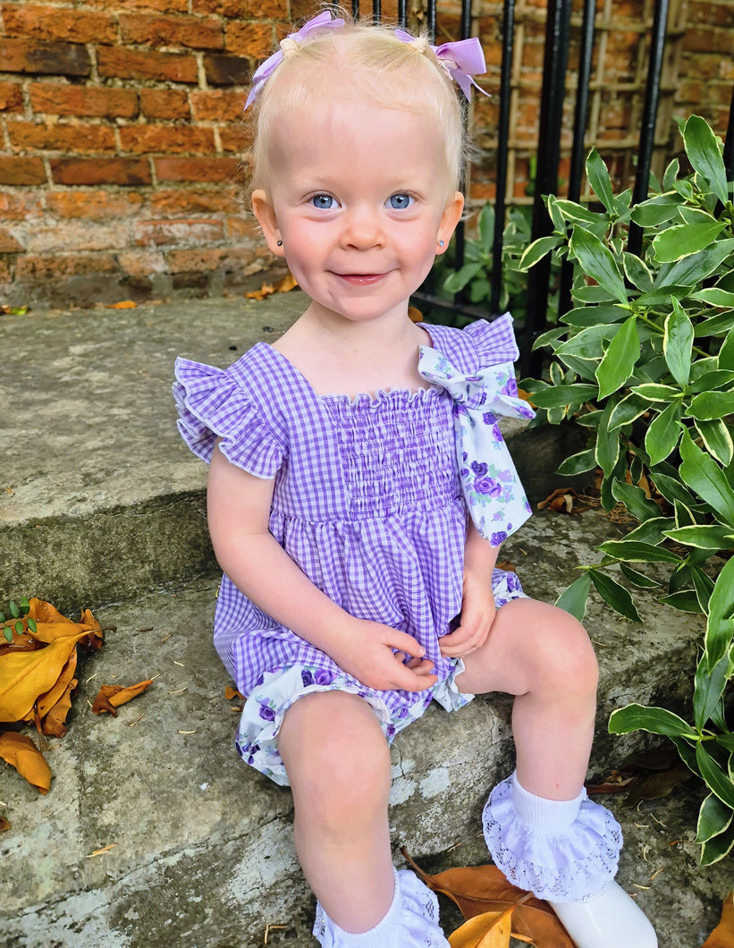 BUTTON UP BABY - LILAC GINGHAM 2 PIECE