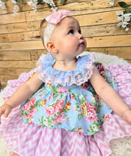 Load image into Gallery viewer, BUTTON UP BABY - BABY BLUE/PINK FLORAL DRESS