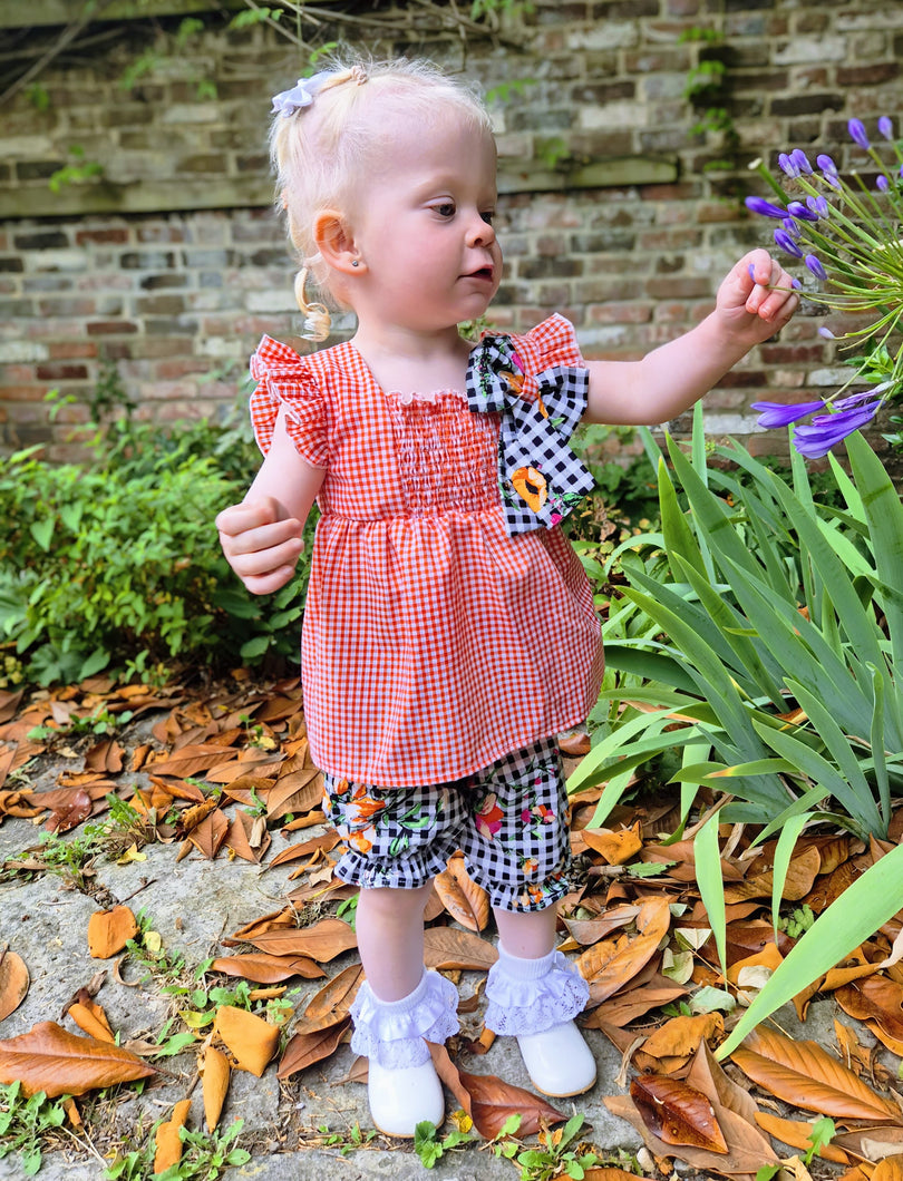 BUTTON UP BABY - ORANGE GINGHAM 2 PIECE