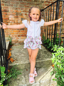 BUTTON UP BABY - GREY AND PINK ROSES JAM PANT SET