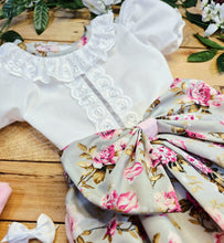 Load image into Gallery viewer, BUTTON UP BABY - GREY AND PINK ROSES JAM PANT SET