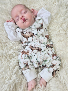 BUTTON UP BABY - DEER DUNGAREE OUTFIT