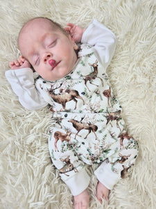 BUTTON UP BABY - DEER DUNGAREE OUTFIT