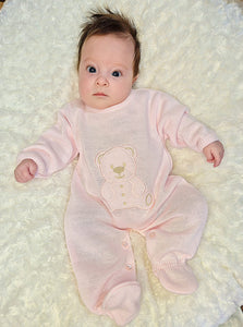 DANDELION - TEDDY BEAR KNITTED ONESIE- PINK