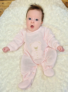 DANDELION - TEDDY BEAR KNITTED ONESIE- PINK