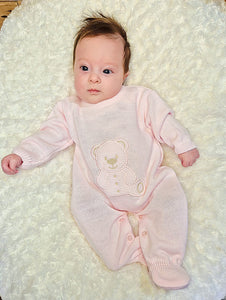 DANDELION - TEDDY BEAR KNITTED ONESIE- PINK
