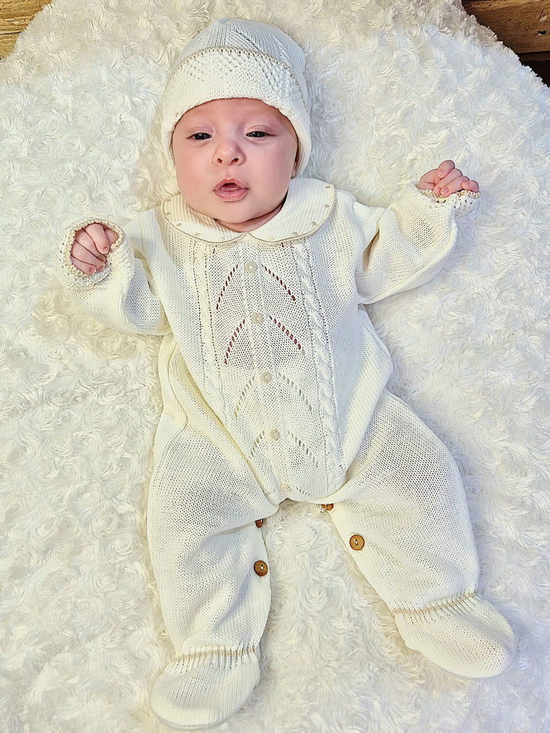DANDELION - KNITTED ONESIE & HAT - IVORY