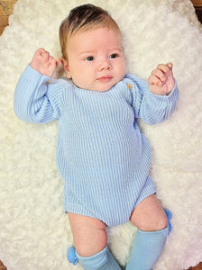 DANDELION - KNITTED ROMPER - PASTEL BLUE
