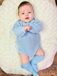 DANDELION - KNITTED ROMPER - PASTEL BLUE