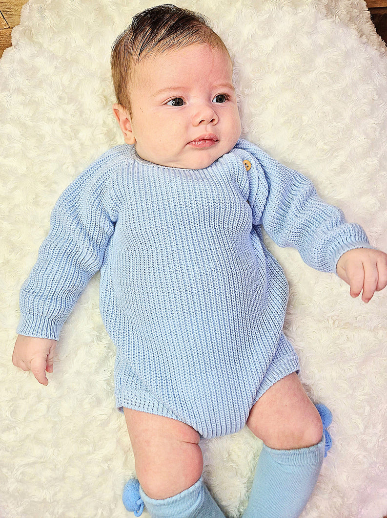 DANDELION - KNITTED ROMPER - PASTEL BLUE