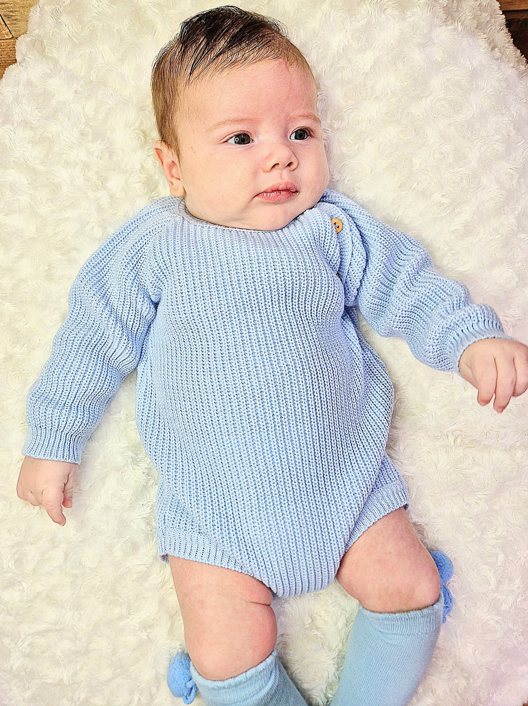 DANDELION - KNITTED ROMPER - PASTEL BLUE