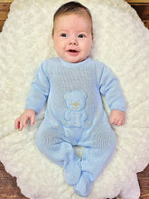 Load image into Gallery viewer, DANDELION - TEDDY BEAR KNITTED ONESIE- BLUE