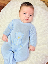Load image into Gallery viewer, DANDELION - TEDDY BEAR KNITTED ONESIE- BLUE