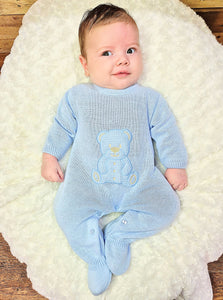 DANDELION - TEDDY BEAR KNITTED ONESIE- BLUE