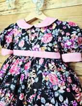 Load image into Gallery viewer, BUTTON UP BABY- BLACK AND PINK FLORAL DRESS