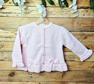 DANDELION - CARDIGAN WITH SATIN BOWS - PINK
