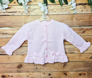 DANDELION - CARDIGAN WITH SATIN BOWS - PINK