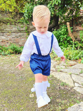 Load image into Gallery viewer, BUTTON UP BABY - NAVY SPOTTED BRACES SET