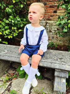 BUTTON UP BABY - NAVY SPOTTED BRACES SET