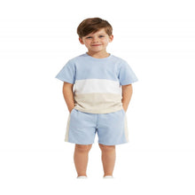 Load image into Gallery viewer, TIFFANY FASHION - BOYS 2 PIECE T SHIRT/SHORT SET - BABY BLUE STRIPED