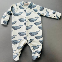 Load image into Gallery viewer, EDDIE &amp; BEE - ORGANIC COTTON SLEEPSUIT WHALE PRINT