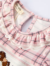Load image into Gallery viewer, WESTERN HORSE EMBROIDERED SMOCKED PLAID GIRLS DRESS