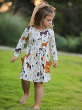 Load image into Gallery viewer, WESTER HORSE PRINT LONG SLEEVE DRESS