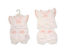 Load image into Gallery viewer, MY LITTLE CHICK - BABY GIRLS 2 PIECES SHORT SET WITH BOWS - HEARTS