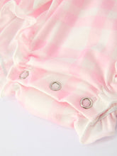 Load image into Gallery viewer, PINK PLAID RUFFLE BALLET SHOE EMBROIDERY LONG SLEEVE ROMPER