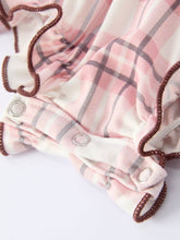 Load image into Gallery viewer, WESTERN HORSE EMBROIDERED SMOCKED PLAID BABY GIRL ROMPER