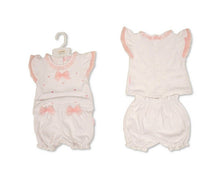 Load image into Gallery viewer, MY LITTLE CHICK - BABY GIRLS 2 PIECES SHORT SET WITH BOWS - HEARTS