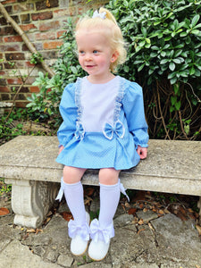 BUTTON UP BABY - BLUE POLKA DOT SHIFT DRESS
