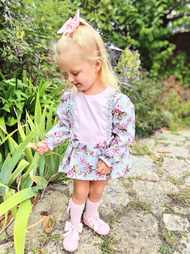 BUTTON UP BABY - GREY ROSES SHIFT DRESS
