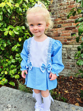 Load image into Gallery viewer, BUTTON UP BABY - BLUE POLKA DOT SHIFT DRESS