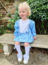 Load image into Gallery viewer, BUTTON UP BABY - BLUE POLKA DOT SHIFT DRESS