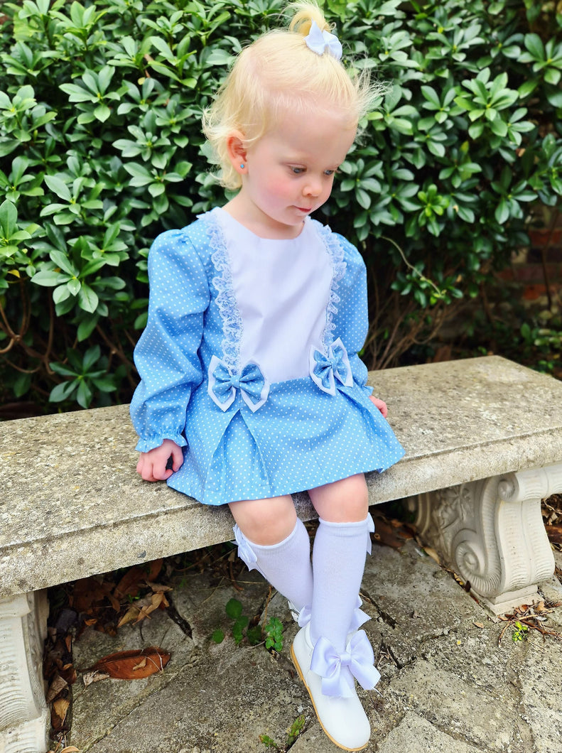 BUTTON UP BABY - BLUE POLKA DOT SHIFT DRESS