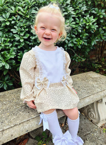 BUTTON UP BABY - BEIGE FLORAL SHIFT DRESS