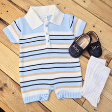 Load image into Gallery viewer, LITTLE NOSH - BOYS KNITTED BLUE ROMPER
