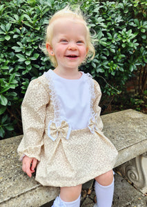 BUTTON UP BABY - BEIGE FLORAL SHIFT DRESS
