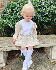 BUTTON UP BABY - BEIGE FLORAL SHIFT DRESS