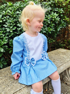 BUTTON UP BABY - BLUE POLKA DOT SHIFT DRESS