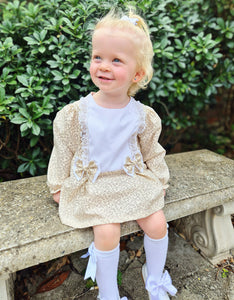 BUTTON UP BABY - BEIGE FLORAL SHIFT DRESS